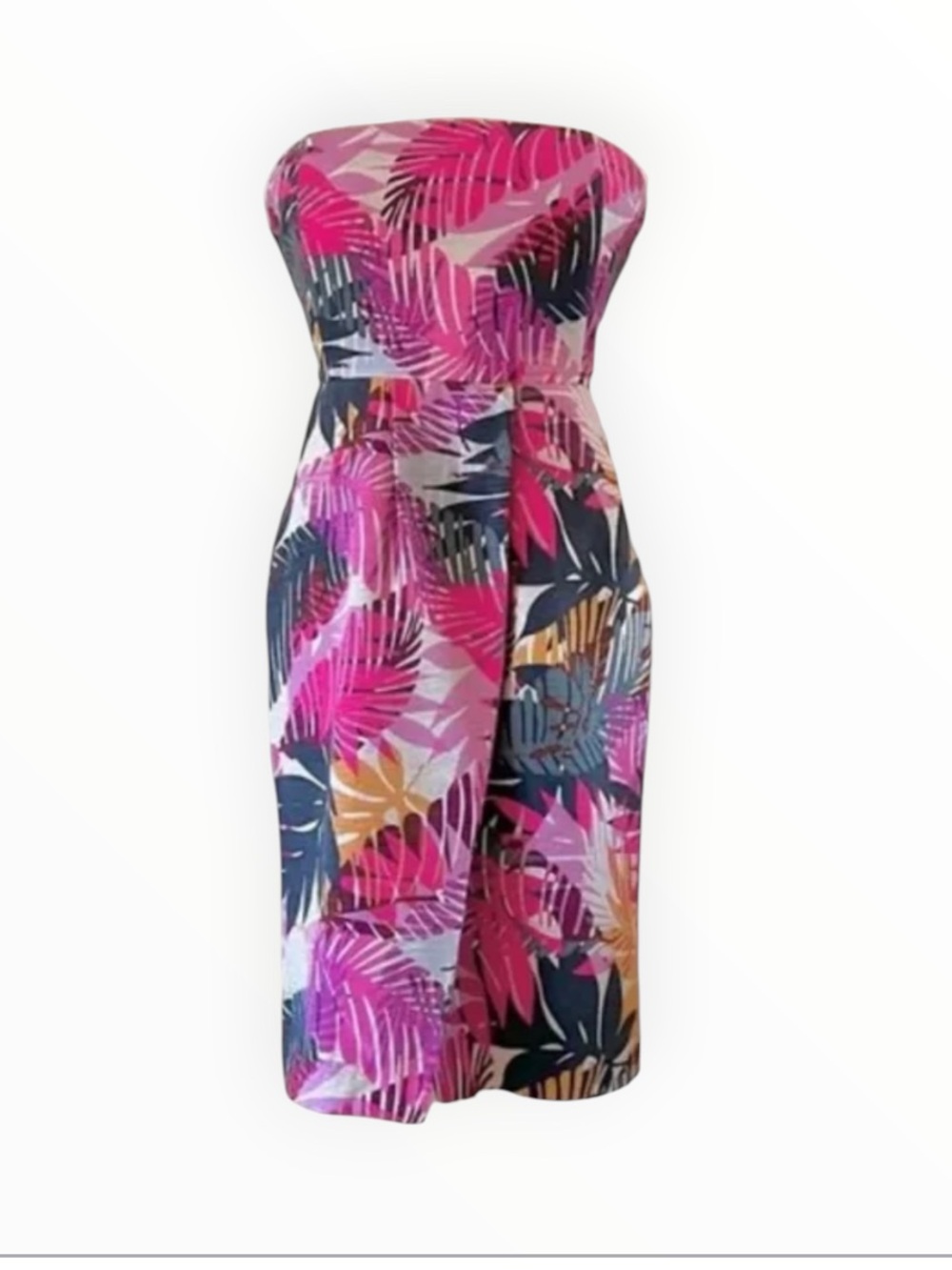 Banana Republic Textured Silk Tropical Print Strapless Dress
